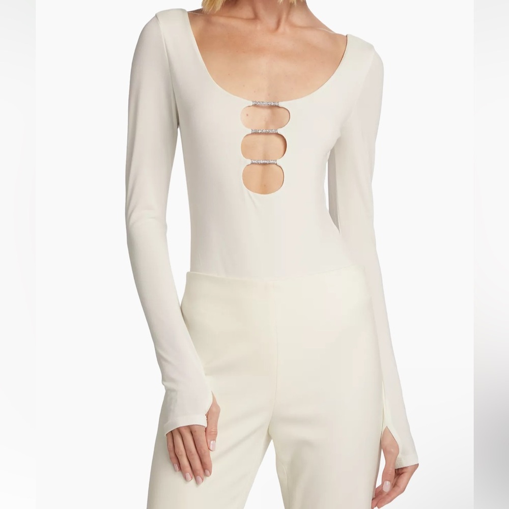 Alice + Olivia Kalena Cut-Out Bodysuit Size Large NWT